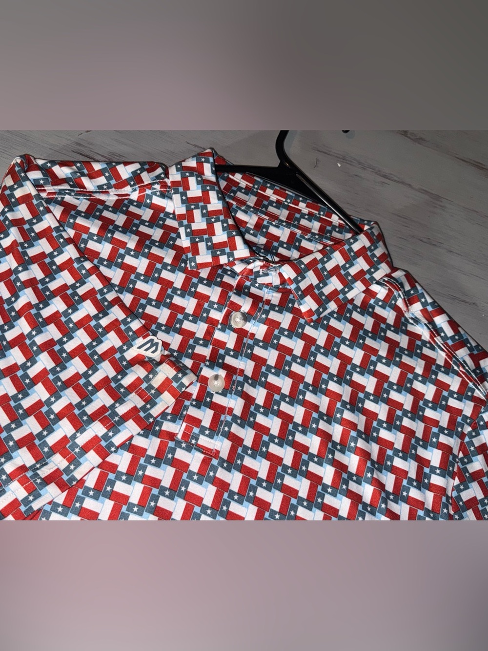NWT BURLEBO Texas Flag Performance Polo Men’s Medium